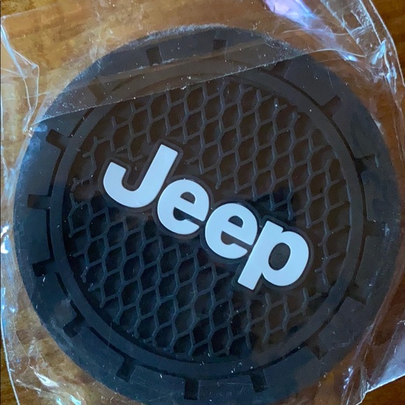 🚘 JEEP cup coasters set of 2 / silver valve cap - Picture 3 of 5